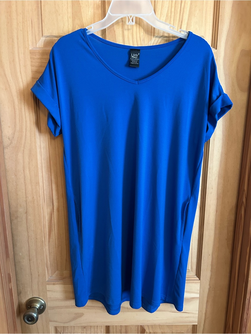 Lildy V-Neck Short Sleeve Tunic in Royal Blue